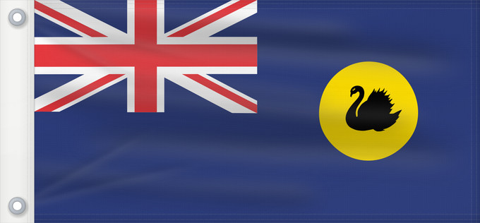 Drapeau, avec deux œillets métalliques et guindant renforcé : Western Australia	Australie-Occidentale	Australia Occidental	Westaustralien
