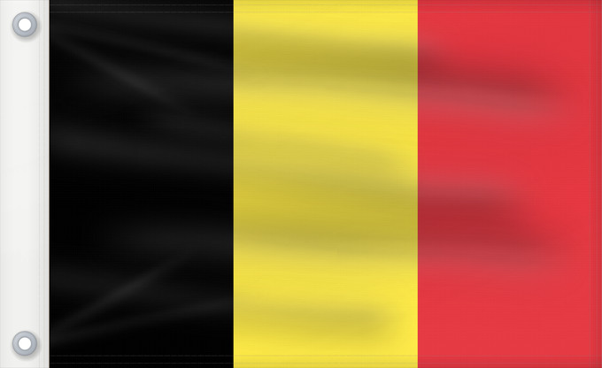 Bandera, con dos ojales metálicos y lado del asta reforzado: Belgium  civil	The civil ensign and flag of Belgium	Belgique	Bélgica	Belgien	Belgio	België in de verhouding 2 3, gebruikt als civiele vlag en de facto nationale vlag	Belgii	Belgiens	Civilna zastava Belgije	Флаг Бельгии