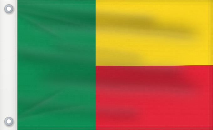 Flag, with two metal eyelets and reinforced hoist: Benin	Bénin	Benín	Benins	علم بنين	Banniel Benin	Σημαία του Μπενίν	Benino	Beningo bandera	پرچم بنین	Beninin	Fon Benɛɛtò sín asya	Okoloto ndi Benin	Benina	Raaya bu Bene	Àsìá ilẹ́ Bẹ̀nẹ̀
