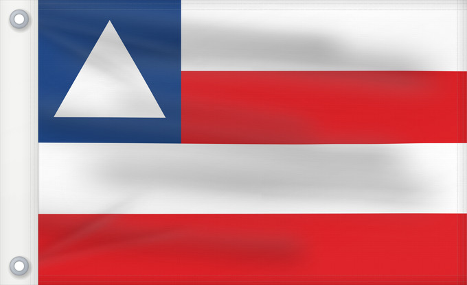 Flagge, mit zwei Metallösen und verstärktem Besatzband: Bahia	State of Bahia, Brazil	Bahía	Estado da Bahia, Brasil	Bahia osariigi lipp