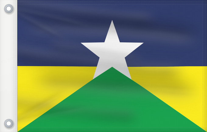 Bandera, con dos ojales metálicos y lado del asta reforzado: Rondônia