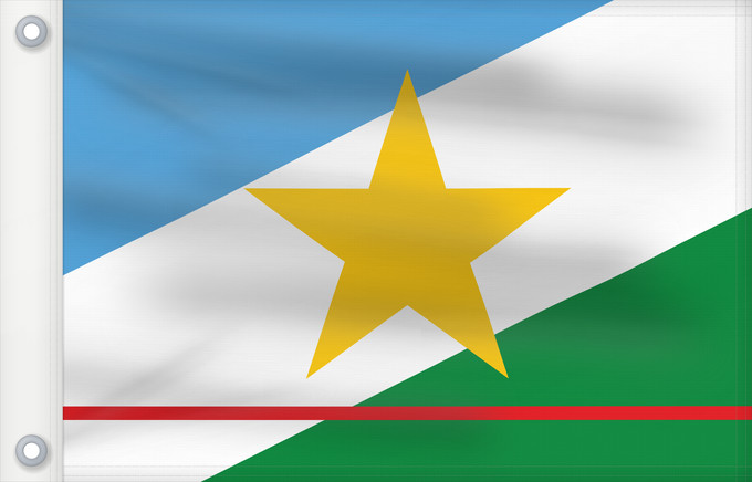 Bandera, con dos ojales metálicos y lado del asta reforzado: Roraima