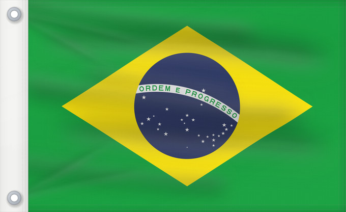Drapeau, avec deux œillets métalliques et guindant renforcé : Brazil	Brésil	Brasil	Brasilien	Brasile