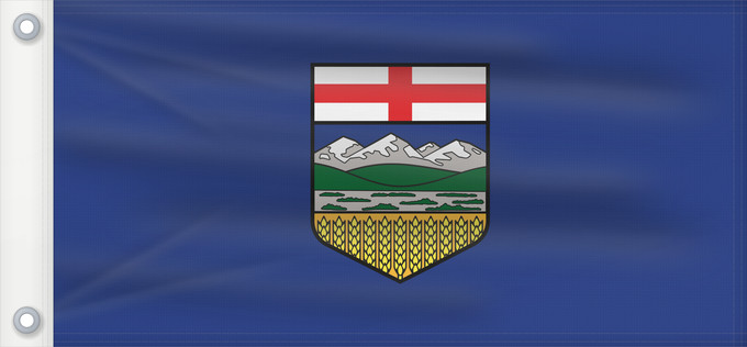 Bandera, con dos ojales metálicos y lado del asta reforzado: Alberta	L Alberta	Banniel proviñs Alberta