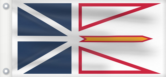 Drapeau, avec deux œillets métalliques et guindant renforcé : Newfoundland and Labrador Terre-Neuve-et-Labrador Terranova y Labrador Neufundland und Labrador Terranova Banniel Douar-Nevez ha Labrador