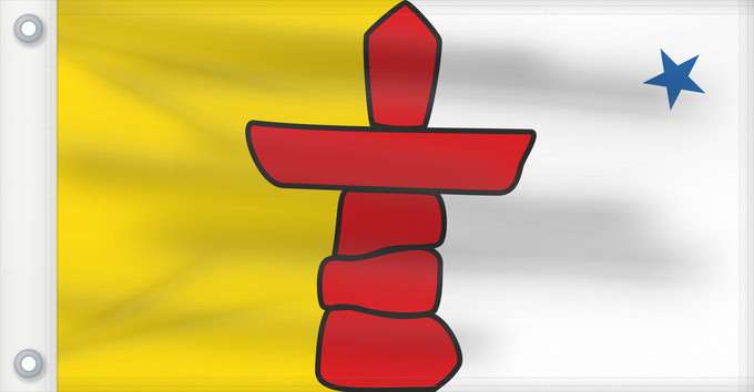 Bandera, con dos ojales metálicos y lado del asta reforzado: Nunavut	Banniel tiriad Nunavut, Kanada	ᓄᓇᕘᑉ ᓴᐃᒻᒪᑎ