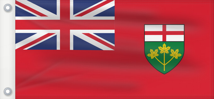 Drapeau, avec deux œillets métalliques et guindant renforcé : Ontario	L Ontario	Banniel proviñs Ontario, Kanada