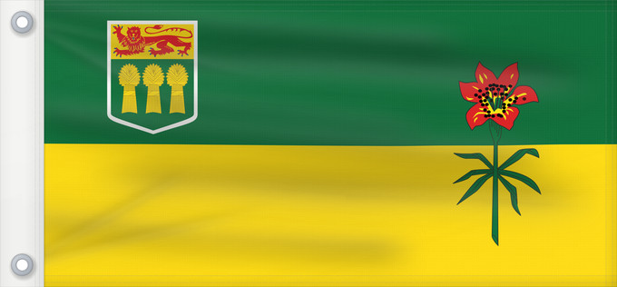 Drapeau, avec deux œillets métalliques et guindant renforcé : Saskatchewan	Banniel proviñs Saskatchewan, Kanada