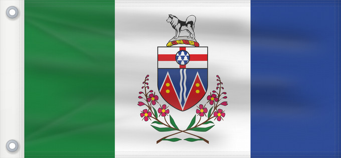 Flag, with two metal eyelets and reinforced hoist: Yukon	Yukon Territory	Yukon territoire	Yukon Territory	Yukon (Territorium)	Banniel tiriad Yukon, Kanada