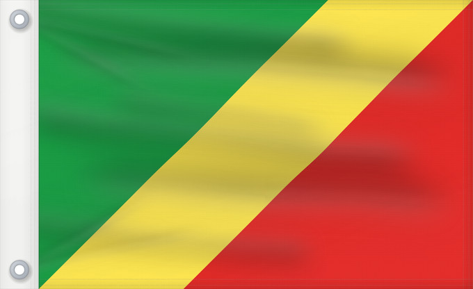 Flag, with two metal eyelets and reinforced hoist: Republic of the Congo Congo République du Congo República del Congo Republik Kongo Repubblica del Congo República do Congo علم الكونغو Banniel Republik Kongo La Respubliko Kongo Kongoar bandera پرچم جمهوری کنگو Dalapo ya Repubilika ya Kongo Bɛndɛ́lɛ ya Re