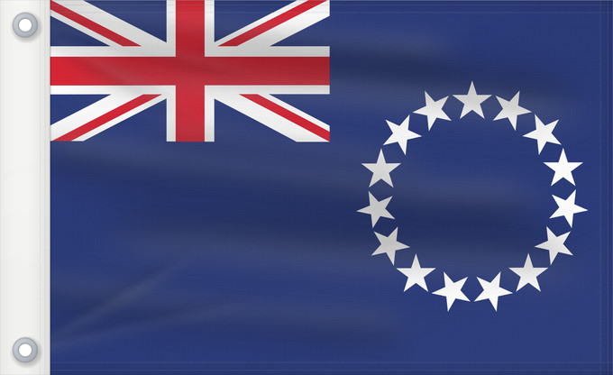 Drapeau, avec deux œillets métalliques et guindant renforcé : Cook Islands	Cook !Îles Cook	Islas Cook	Cookinseln