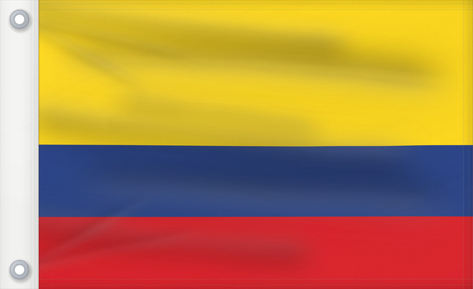 Bandera, con dos ojales metálicos y lado del asta reforzado: Colombia	Colombie	República de Colombia	Kolumbien	Colômbia	Kolumbii	Kolombio	Columbiei	Флаг Колумбии	Štátna vlajka Kolumbie	Kolumbije	Colombias	Kolombiya