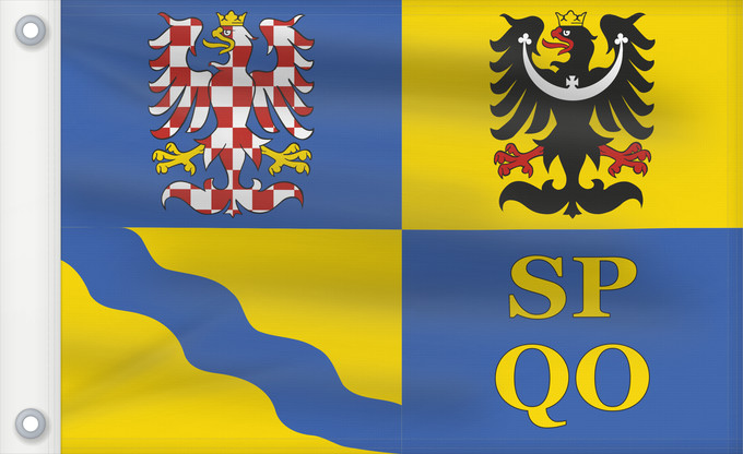 Bandera, con dos ojales metálicos y lado del asta reforzado: Olomouc Region	Région d'Olomouc	Región de Olomouc	Region Olomouc	Olomouckého kraje