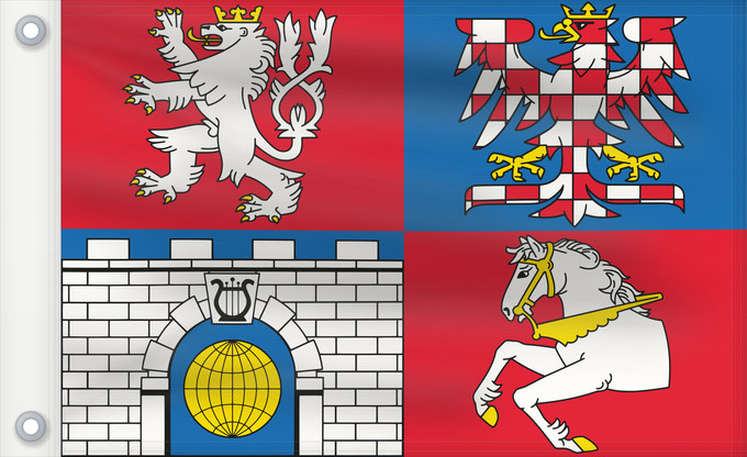 Bandera, con dos ojales metálicos y lado del asta reforzado: Pardubice Region	Région de Pardubice	Región de Pardubice	Region Pardubice	Pardubice Regione
