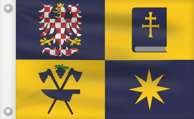 Bandera, con dos ojales metálicos y lado del asta reforzado: Zlin Region	Zlín Region	Région de Zlín	Región de Zlín	Region Zlín