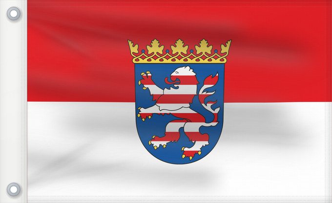 Bandera, con dos ojales metálicos y lado del asta reforzado: Hesse	Hessen	Assia