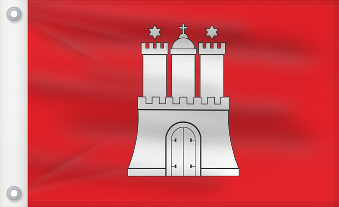Bandera, con dos ojales metálicos y lado del asta reforzado: Hamburg	City Hamburg	Hamburg 	Landesflagge der Freien und Hansestadt Hamburg	Amburgo	Hamburga	Hamburgs flagg	Vun de Stadt Hamborg