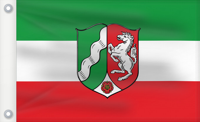 Bandera, con dos ojales metálicos y lado del asta reforzado: North Rhine-Westphalia	Civil flag of North Rhine-Westphalia	Rhénanie-du-Nord - Westphalie	Renania del Norte-Westfalia	Landesflagge Nordrhein-Westfalens	Renania settentrionale-Westfalia	Banniel Nordrhein-Westfalen