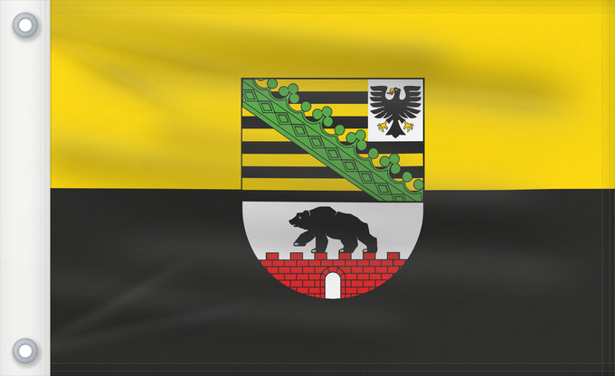 Bandera, con dos ojales metálicos y lado del asta reforzado: Saxony-Anhalt	Saxony-Anhalt 	Saxe-Anhalt	Sajonia-Anhalt	Sachsen-Anhalt	Sassonia-Anhalt