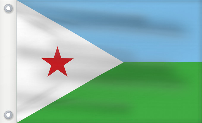 Drapeau, avec deux œillets métalliques et guindant renforcé : Djibouti Yibuti Dschibuti Gibuti Vo Dschibuti የጅቡቲ ሰንደቅ ዓላማ علم جيبوتي জিবুতির পতাকা Banniel Djibouti Džibutská vlajka Ĝibutio Djibutiko bandera Djiboutin Ala Cîbutî Džibučio Sainan i Dziboti Jiboti Džibutija Jabuuti Djiboutis Jibuti