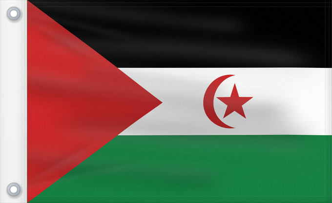 Flag, with two metal eyelets and reinforced hoist: Sahrawi Arab Democratic Republic	Western Sahara	République arabe sahraouie démocratique	República Árabe Saharaui Democrática	Demokratischen Arabischen Republik Sahara	Repubblica Democratica Araba Sahrawi	Arabische Democratische Republiek Sahara	República 