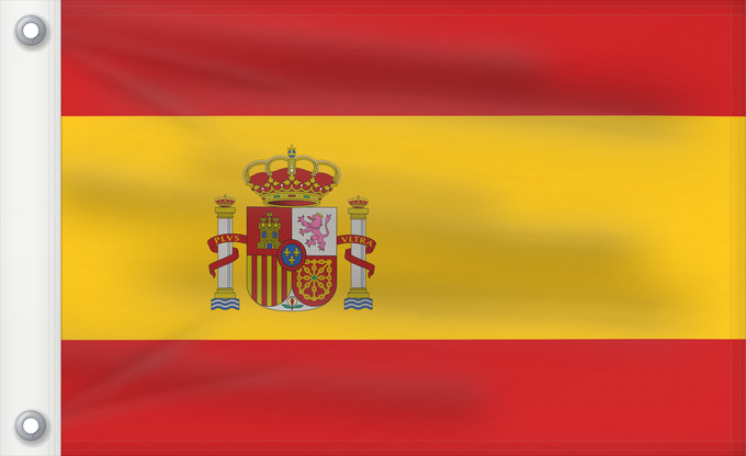 Bandera, con dos ojales metálicos y lado del asta reforzado: Spain Espagne España Spaniens Spagna