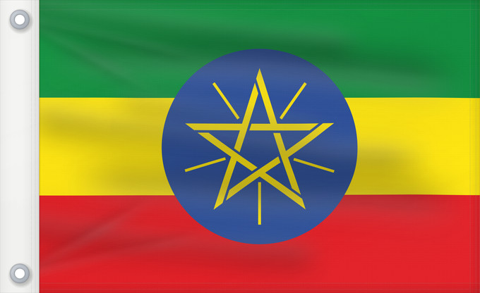 Drapeau, avec deux œillets métalliques et guindant renforcé : Ethiopia	Éthiopie	Etiopía	Äthiopien	Dell Etiopia	የኢትዮጵያ ሰንደቅ ዓላማ	Etiopie	Σημαία της Αιθιοπίας	Alaabaa Itoophiyaa	Itoobiya	Etiopiens