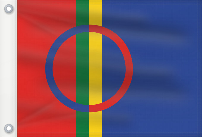 Flag, with two metal eyelets and reinforced hoist: Sami The Sami Laponie Laponia Lappland Lapponia Sámská vlajka Samea Saamen Det samiske flagget Sámi leavga Samernas