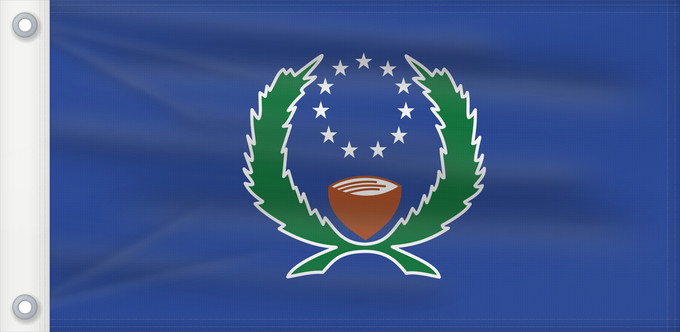 Drapeau, avec deux œillets métalliques et guindant renforcé : Pohnpei State of Pohnpei L État de Pohnpei Pohnpei Staates Pohnpei im Verhältnis 10 19 Beschreibung der Flagge Das blaue Tuch steht für den Pazifik