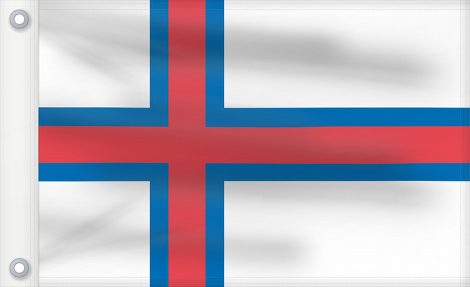 Drapeau, avec deux œillets métalliques et guindant renforcé : Faroe Islands	îles Féroé	Islas Feroe	Färöer	Fær Øer	Faeröereilanden	Das Ilhas Feroé	Wysp Owczych	Национално знаме на Фарьорските острови	Faerských ostrovů	Færøernes	Σημαία των Φερόων Νήσων	La Ferooj	Fääri saarte lipp	Faroeetako bandera	Färsaarten	Merkið, 