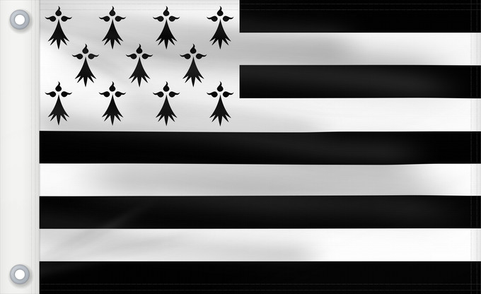 Bandera, con dos ojales metálicos y lado del asta reforzado: Brittany The Gwenn-ha-du, flag of Brittany Le Gwenn-ha-du, drapeau de la Bretagne Spaniel Bretón Bretagna Ar Gwenn-ha-du, banniel Breizh