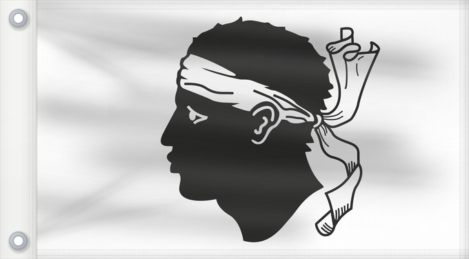 Flag, with two metal eyelets and reinforced hoist: Corsica	Corse	Córcega	Korsika	Korsyki	Couleu de la Corse	Vu Korsika	Banniel Korsika	Corsicae	Corsega