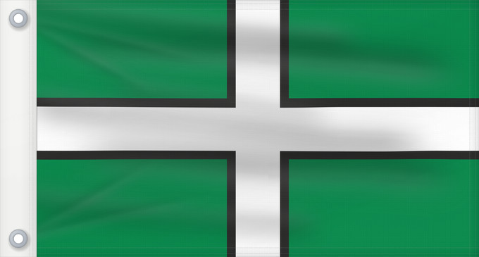 Bandera, con dos ojales metálicos y lado del asta reforzado: Devon Hrabstwa Devon Banniel Sant Petroc