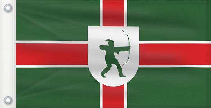 Flag, with two metal eyelets and reinforced hoist: County Flag of Nottinghamshire Nottinghamshire Snotingahāmscīre fana
