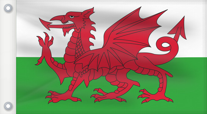 Drapeau, avec deux œillets métalliques et guindant renforcé : Wales 2	Wales	Pays de Galles	Gales	Wale	Galles	Walii	Wīelisc Fana	علم ويلز	Banniel Kembre	Cymru	Galesko bandera	Walesin	Breataine Bige	Brattag Vretin	Walesa	Kembra	Valliae	Знаме на Велс	Couleu de Galles	Флаг Уэльса	Прапор Уельсу