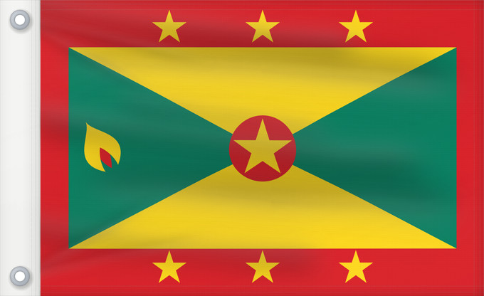 Bandera, con dos ojales metálicos y lado del asta reforzado: Grenada Grenade Granada Флаг Гренады Grenadas