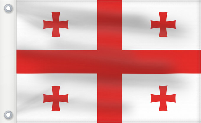 Bandera, con dos ojales metálicos y lado del asta reforzado: Georgia Géorgie Georgien