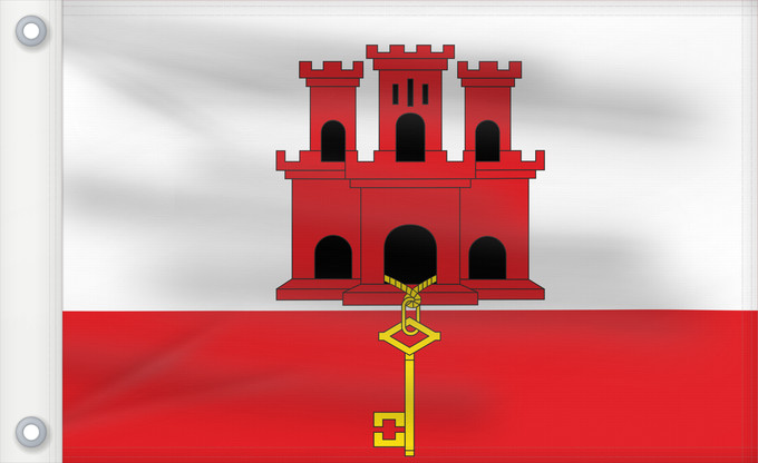 Drapeau, avec deux œillets métalliques et guindant renforcé : Gibraltar	Gibilterra	Banniel Jibraltar	Gibraltarko bandera