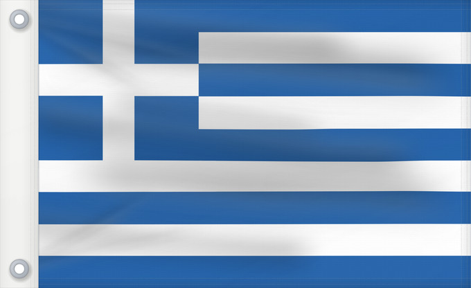 Drapeau, avec deux œillets métalliques et guindant renforcé : Greece Greece since 1978 and Naval Ensign of Greece since 1828 Grèce depuis 1978 et insigne naval de la Grèce depuis 1828 Grecia Griechenland Griekenland Grécia Grecji Yunanıstan Знаме на Гърция গ্রীসদেশীয় পতাকা Banniel Gres Řecká vlajka Gwlad Groe