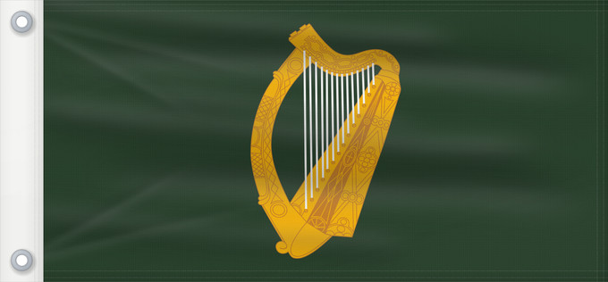 Bandera, con dos ojales metálicos y lado del asta reforzado: Leinster	W Leinster