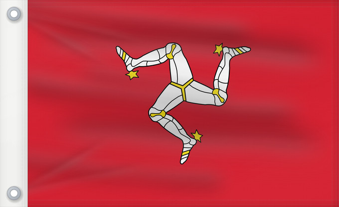 Bandera, con dos ojales metálicos y lado del asta reforzado: Isle of Man	L île de Man	Isla de Man	Insel Man	Dell Isola di Man	Man	Ilha de Man	Wyspy Man	Manes	علم مان	Sciag Vostrava Men / Сцяг Вострава Мэн	Ściag Vyspy Men / Сьцяг Выспы Мэн	Banniel Manav	Ostrva Man	Ostrova Man	Ynys Manaw	Isle of Mans	Σημαία της Νήσου