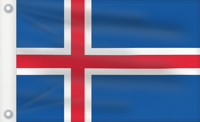 Drapeau, avec deux œillets métalliques et guindant renforcé : Iceland	L Islande	Islandia	Island	Islanda	IJsland	Islandii	Сцяг Ісландыі	আইসল্যান্ডের পতাকা	Banniel Island	Gwlad yr Iâ	Islands	Islando	Islandi lipp	Íslands	Izland	Íslenski fáninn	Islandiae	Islands flagg	Det islandske flagget	Þjóðfáni Íslands	Флаг Исландии
