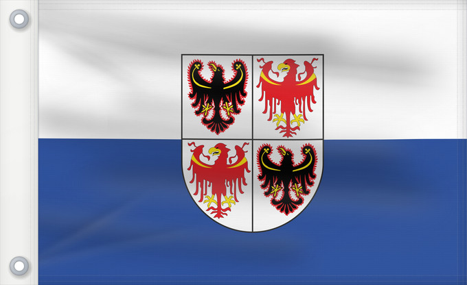 Drapeau, avec deux œillets métalliques et guindant renforcé : Trentino-South Tyrol	It is easy to put a border around this flag image	Région Autonome Trentin-Haut-Adige, Italie	Región Autónoma Trentino-Alto Adigio, Italia	Autonomen Region Trentino-Südtirol, Italien	Regione Autonoma Trentino-Alto Adige, Italia	Bannera
