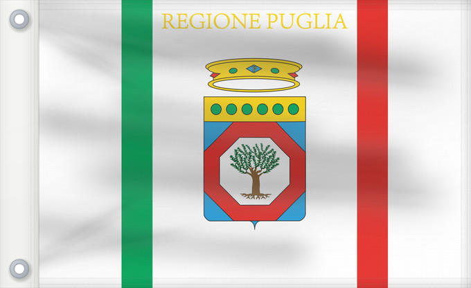 Flag, with two metal eyelets and reinforced hoist: Apulia Apulia or Puglia région des Pouilles Apulia o Pulla Apulien Puglia