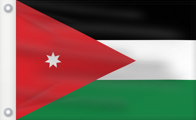 Bandera, con dos ojales metálicos y lado del asta reforzado: Jordan	Jordanie	Jordania	Jordanien	Giordania	Jordanië	علم الأردن	Jordanio	Iordaniei	Флаг Иордании	Jordanije	Ürdün