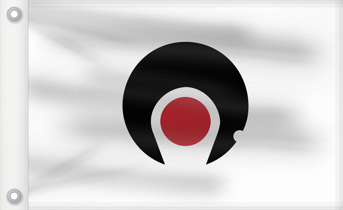 Bandera, con dos ojales metálicos y lado del asta reforzado: Kagosima [Kagoshima]