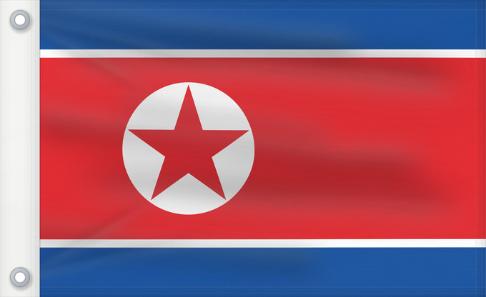 Flag, with two metal eyelets and reinforced hoist: North Korea Korea (Democratic People's Republic) (North Korea) Corée du Nord Corea del Norte Nordkorea Corea del Nord Noord-Korea Coreia do Norte Korei Północnej Corea d o Norte علم كوريا الشمالية Национално знаме на Северна Корея উত্তর কোরিয়ার জাতীয় পত