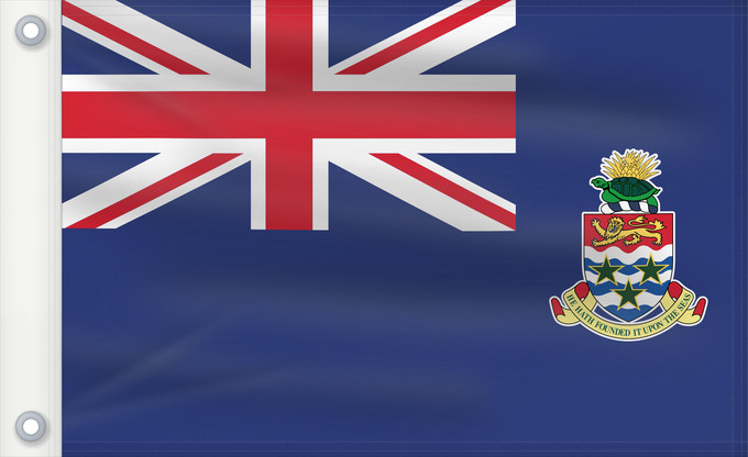 Flag, with two metal eyelets and reinforced hoist: Cayman Islands	Government Ensign of the Cayman Islands	Îles Caïmans	Islas Caimán	Kaimaninseln	Isole Cayman	דגל איי קיימן	Государственный морской флаг Каймановых островов