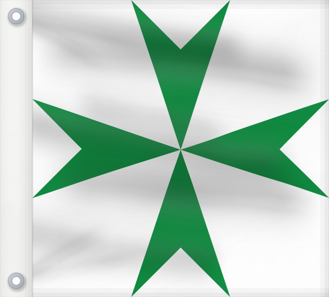 Bandera, con dos ojales metálicos y lado del asta reforzado: Militärischer und Hospitalischer Orden des Heiligen Lazarus von Jerusalem