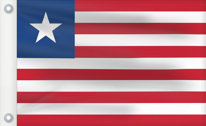 Flag, with two metal eyelets and reinforced hoist: Liberia	Libérie	پرچم لیبریا	Liberian	Liberiei	Liberije